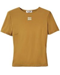 Miu Miu - Logo-Appliquéd T-Shirt - Lyst