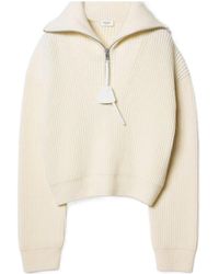 Celine - Ribbed-Knit Sweater With A Zip Collar - Lyst