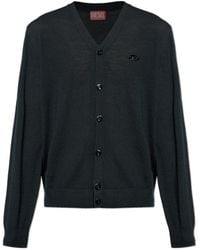 DIESEL - K Volto Logo Embroidered Cardigan - Lyst
