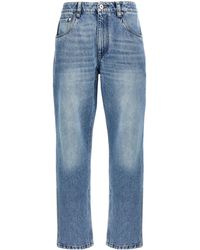 Brunello Cucinelli - Shiny Bartack Straight Denim Jeans - Lyst
