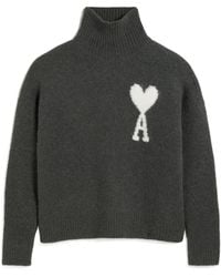 Ami Paris - Ami De Coeur High Neck Knitted Jumper - Lyst
