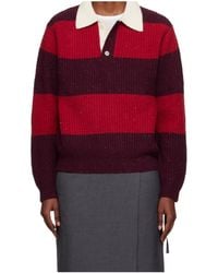 DUNST - Ribbed Striped Polo Knitwear - Lyst