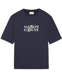 Maison Kitsuné - Maison Kitsuné Logo Printed Crewneck T-Shirt - Lyst