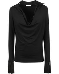 Patrizia Pepe - Draped Collar Long Sleeve Top - Lyst