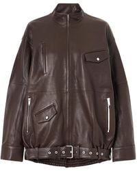 Tibi - Belted Leather Bomber Jacket - Lyst