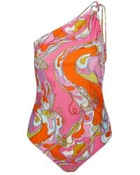 PUCCI - Pucci One-Shoulder Printed Swimsuit - Lyst