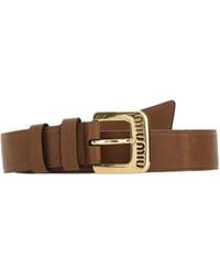 Miu Miu - Cut-Out Logo Embossed Buckled Belt - Lyst