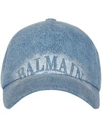 Balmain - Logo Detailed Denim Cap - Lyst