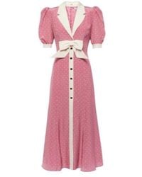 Alessandra Rich - Bow-Detail Polka-Dot Silk Maxi Dress - Lyst