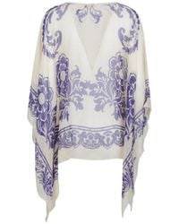 Etro - All-Over Paisley Printed Satin Cape - Lyst