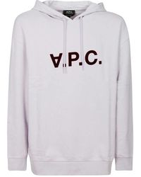 A.P.C. - Logo Printed Drawstring Hoodie - Lyst