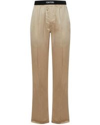 Tom Ford - Logo Patch Satin Pajama Bottoms - Lyst
