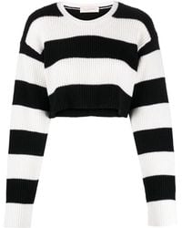 Valentino - Striped Virgin Wool Cropped Jumper - Lyst