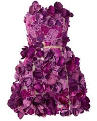 Oscar de la Renta - Off-The-Shoulder Floral Appliqué Dress - Lyst