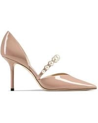 Jimmy Choo - Aurelie 85 Pearl Strap Heeled Pumps - Lyst