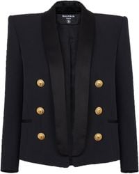 Balmain - Wool Cropped Blazer - Lyst