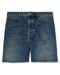 Palm Angels - Logo Printed Frayed Hem Denim Shorts - Lyst
