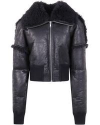 Rick Owens - Shearling-Collar Zip-Front Jacket - Lyst