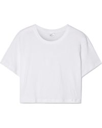 Leset - Cropped Slub Cotton-Jersey T-Shirt - Lyst
