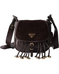 Prada - Corsaire Corduroy And Leather Mini Shoulder Bag - Lyst