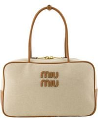 Miu Miu - Logo-Embroidered Zip Tote Bag - Lyst