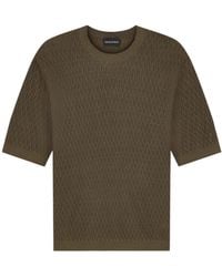 Emporio Armani - Textured Short-Sleeve Knitted Sweater - Lyst