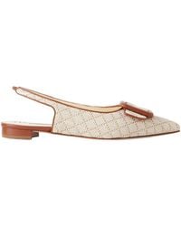Manolo Blahnik - Maylurabi Buckle-Detailed Leather-Trimmed Woven Slingback Pumps - Lyst