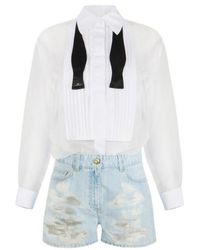Elisabetta Franchi - Bow Tie Distressed Romper Suit - Lyst