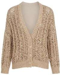 Peserico - Sequin-Embellished V-Neck Cardigan - Lyst