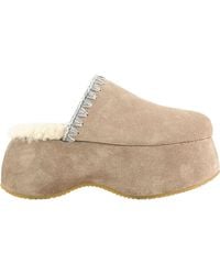 Mou - Whipstitch 70Mm Suede Platform Slippers - Lyst