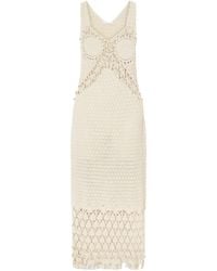 Rabanne - Pearl-Embellished Crochet Midi Dress - Lyst
