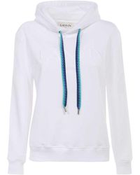 Lanvin - Logo-Embroidered Drawstring Hoodie - Lyst