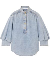 Zimmermann - High-Neck Denim Shirt - Lyst