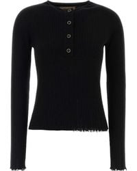 Uma Wang - Ribbed Henley Knitted Top - Lyst