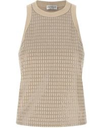 Brunello Cucinelli - Dazzling Check Embroidery Jersey Top - Lyst
