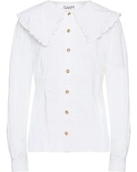 Ganni - Long-Sleeved Ruffled Shirt - Lyst