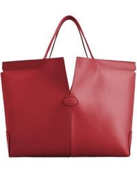 Tod's - Large Di Bag Folio Leather Tote Bag - Lyst