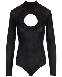 Self-Portrait - Cut Out-Detailed Knitted Bodysuit - Lyst