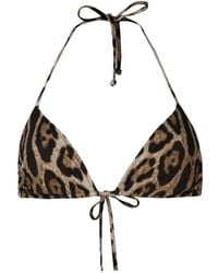 Dolce & Gabbana - Leopard Print Bikini Top - Lyst