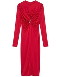 Versace - Safety Pin Gathered Long-Sleeved Midi Dress - Lyst