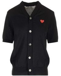 COMME DES GARÇONS PLAY - Comme Des Garçons Play Heart Motif Short Sleeved Cardigan - Lyst