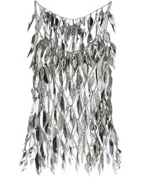 Rabanne - Rabanne Chainmail 3D Leaf Scoop-Neck Top - Lyst
