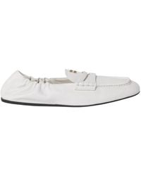 Miu Miu - Embossed-Logo Square Toe Loafers - Lyst