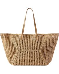 Brunello Cucinelli - Leather-Trimmed Woven Tote Bag - Lyst
