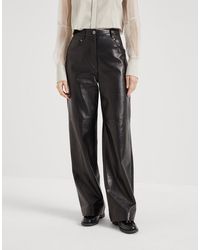Brunello Cucinelli - High-Waisted Leather Trousers - Lyst