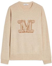 Max Mara - Logo Intarsia Crew Neck Jumper - Lyst