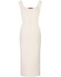 Max Mara - Ribbed-Knit Square-Neck Midi Dress - Lyst