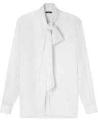 Versace - Barocco-Jacquard Pussy-Bow Blouse - Lyst
