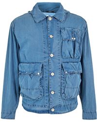 C.P. Company - Light Denim Buttoned Jacket - Lyst