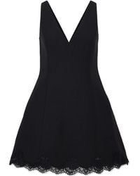 Valentino - Crepe Couture Lace-Trim V-Neck Dress - Lyst